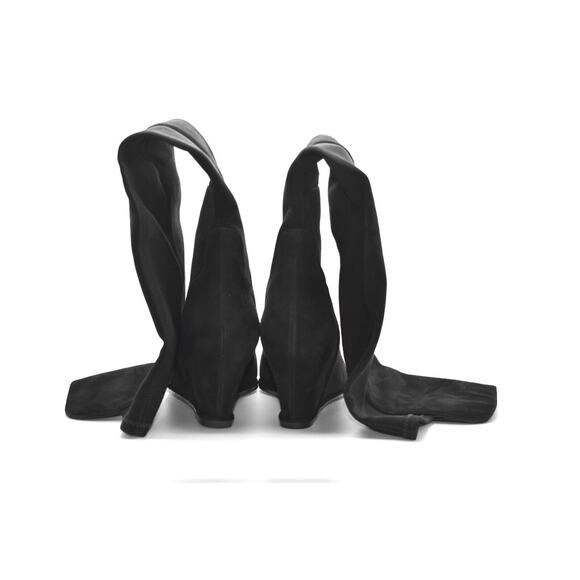 E0 Auth STUART WEITZMAN Semi Black Suede Over The Knee Wedge Boots Size 8 M $645 - Picture 9 of 11